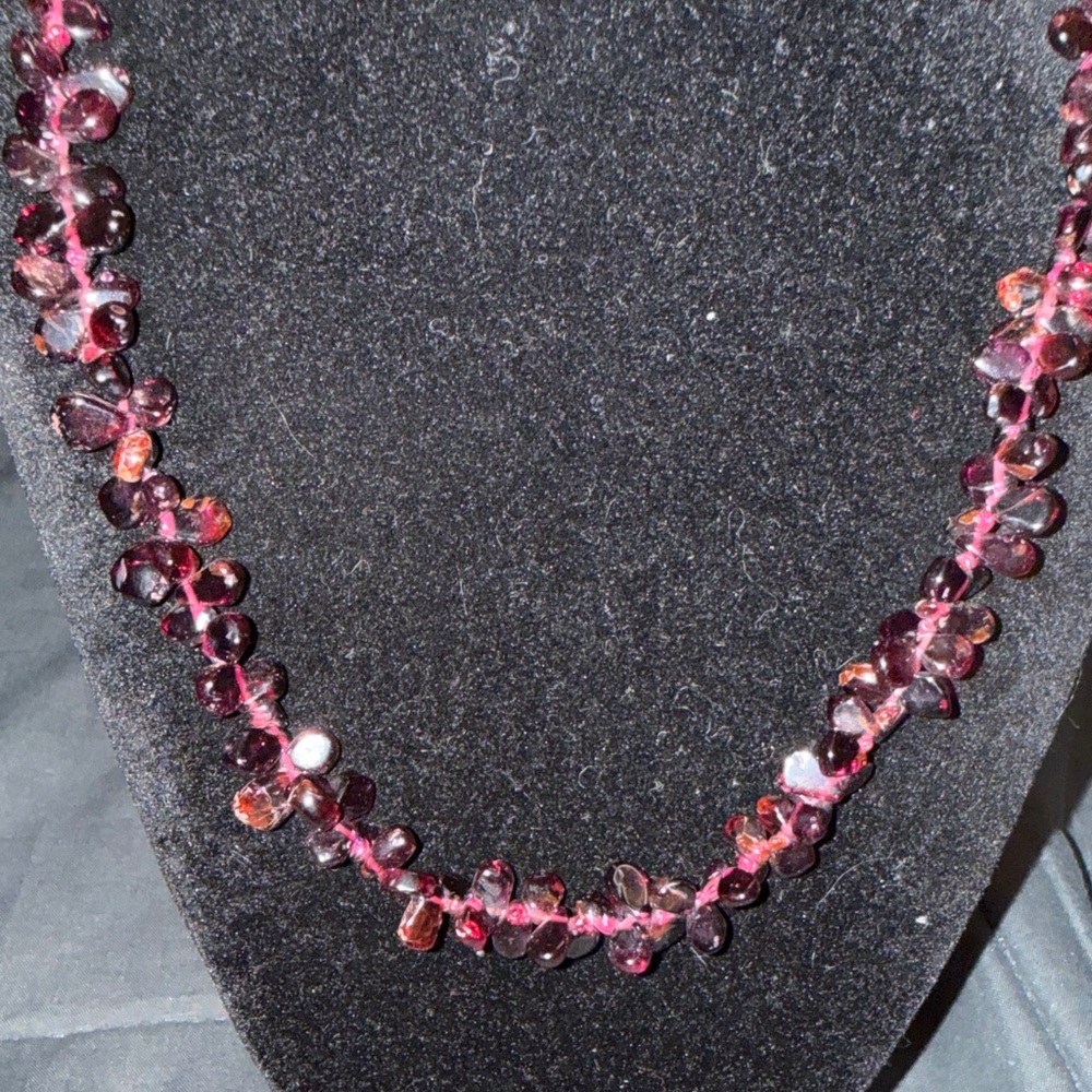 Garnet Bead Cluster Necklace - Deep Red Women's‎ Jewelry
